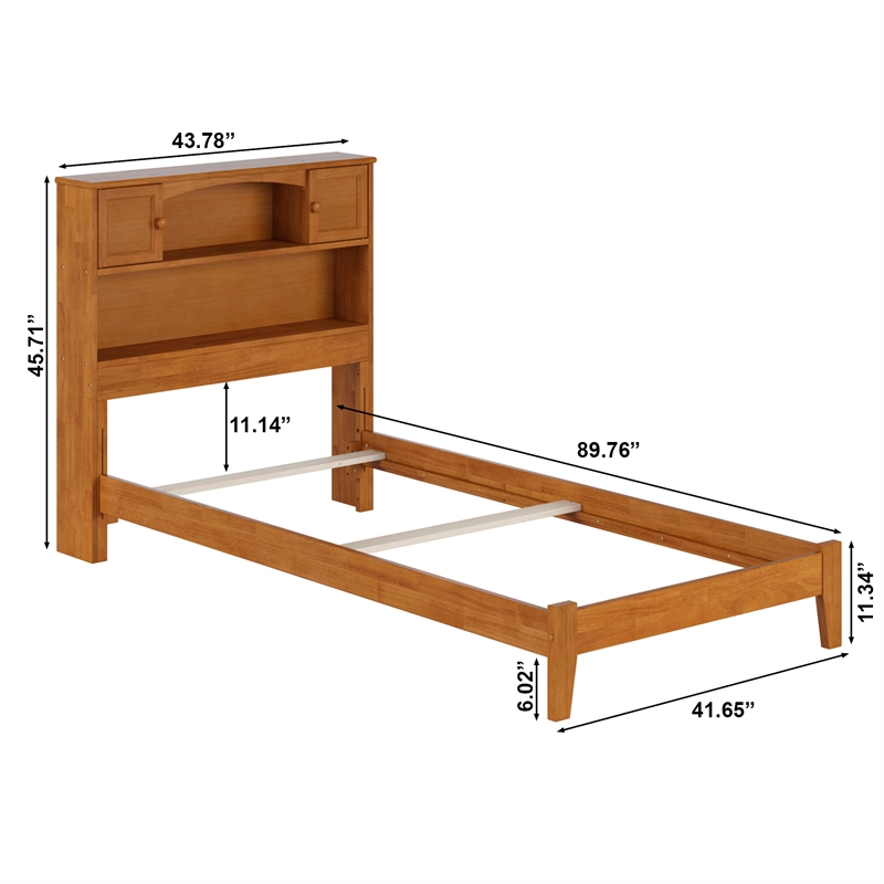 Denver Twin XL Wood Foundation Bed in Light Toffee