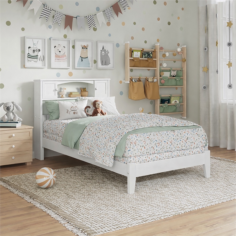 Denver Twin Wood Foundation Bed in White