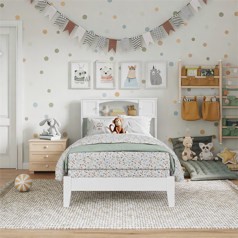 Denver Twin Wood Foundation Bed in White