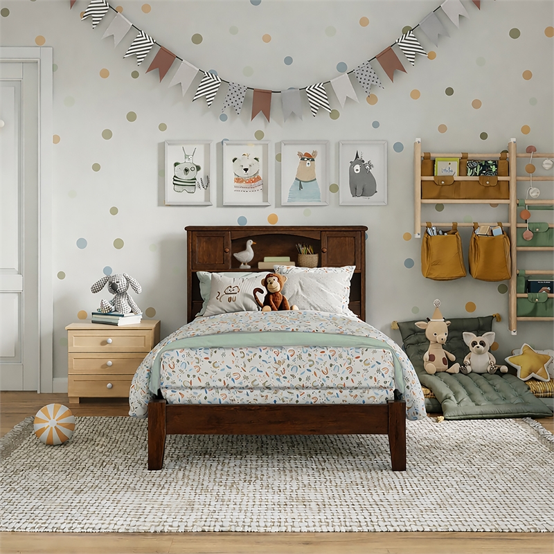 Denver Twin Wood Foundation Bed in Walnut