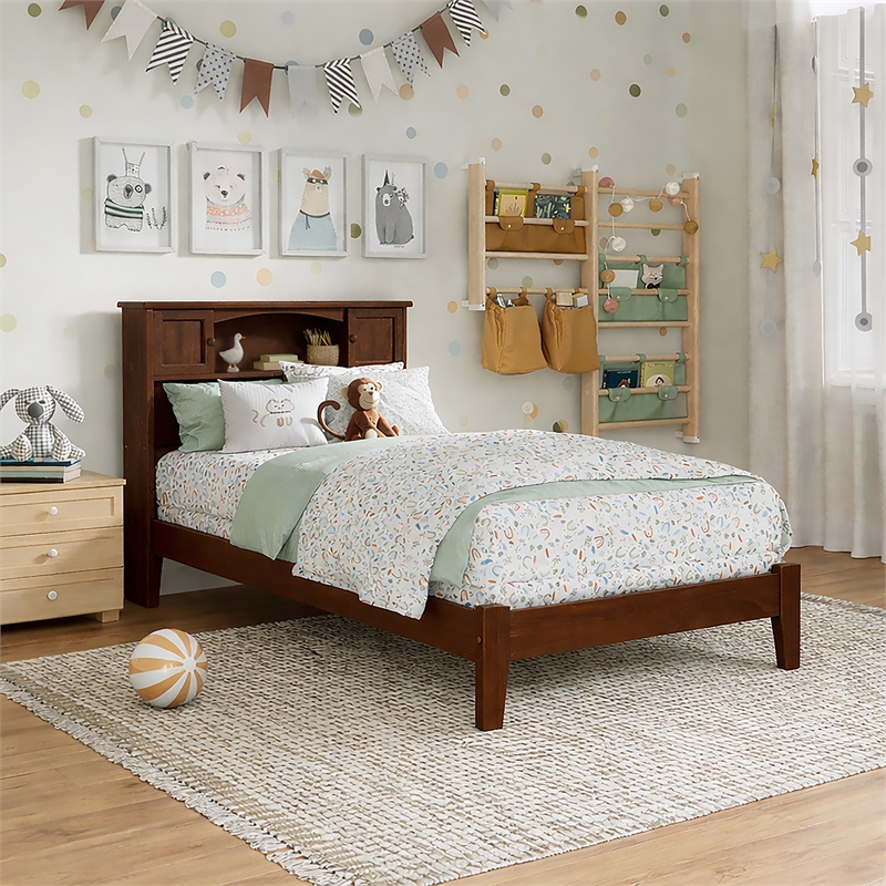 Denver Twin Wood Foundation Bed in Walnut