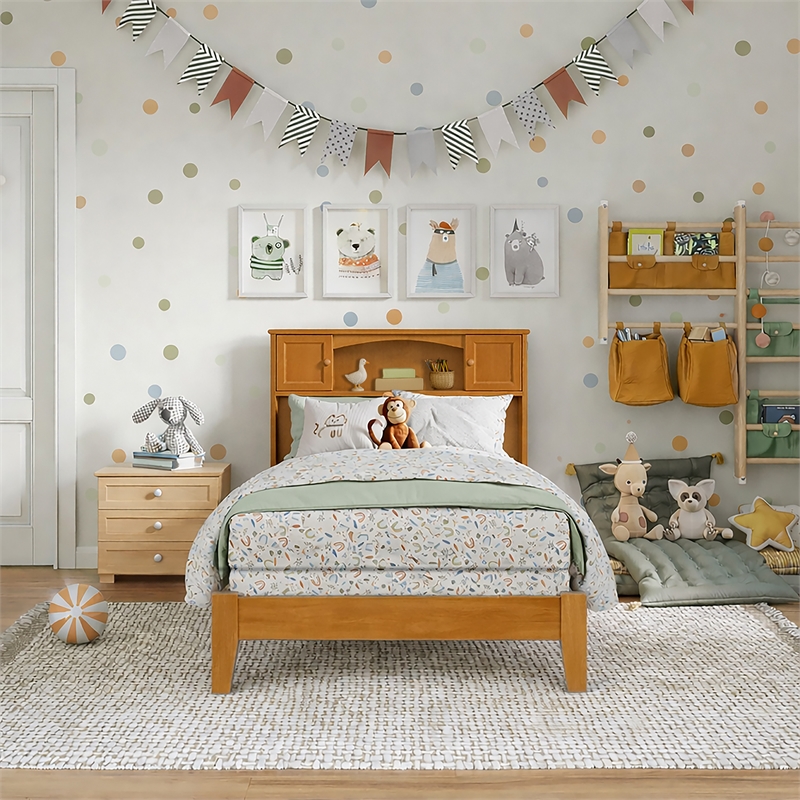 Denver Twin Wood Foundation Bed in Light Toffee