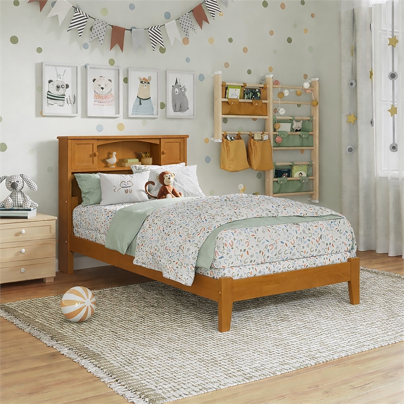 Denver Twin Wood Foundation Bed in Light Toffee