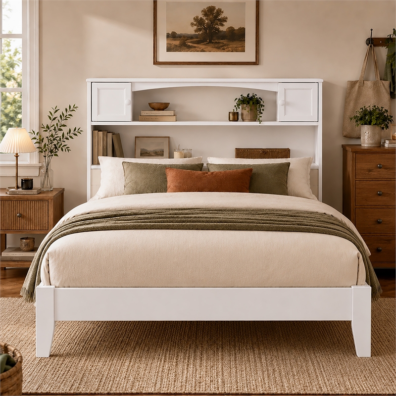 Denver Full Wood Foundation Bed in White