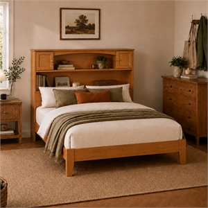 Denver Full Wood Foundation Bed in Light Toffee
