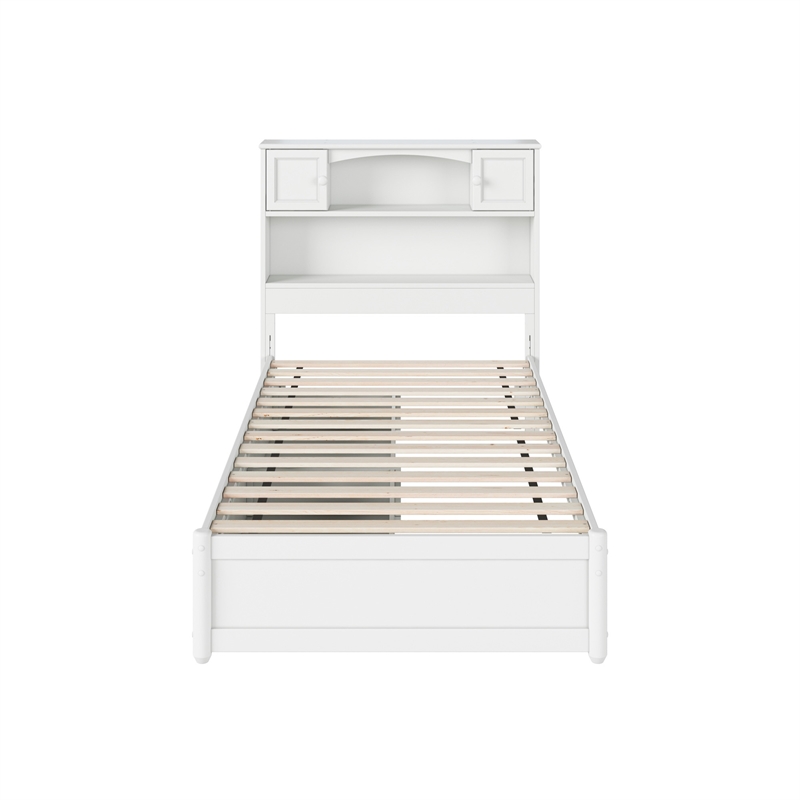 Denver Twin XL Wood Platform Bed with Storage Drawers in White