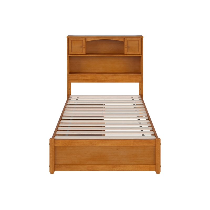 Denver Twin XL Wood Platform Bed with Storage Drawers in Light Toffee