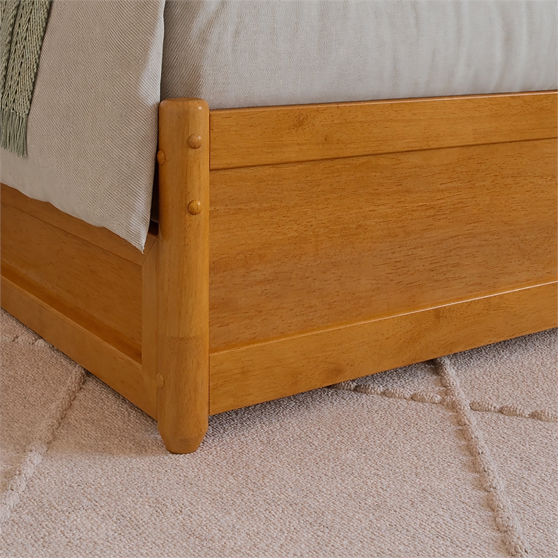 Denver Twin XL Wood Platform Bed with Storage Drawers in Light Toffee