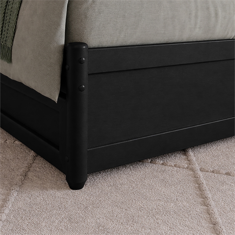Denver Twin XL Wood Platform Bed with Storage Drawers in Black