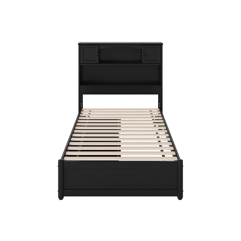 Denver Twin XL Wood Platform Bed with Storage Drawers in Black