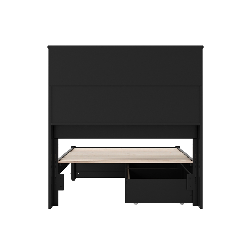 Denver Twin XL Wood Platform Bed with Storage Drawers in Black