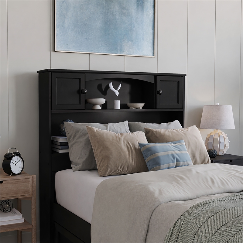 Denver Twin XL Wood Platform Bed with Storage Drawers in Black