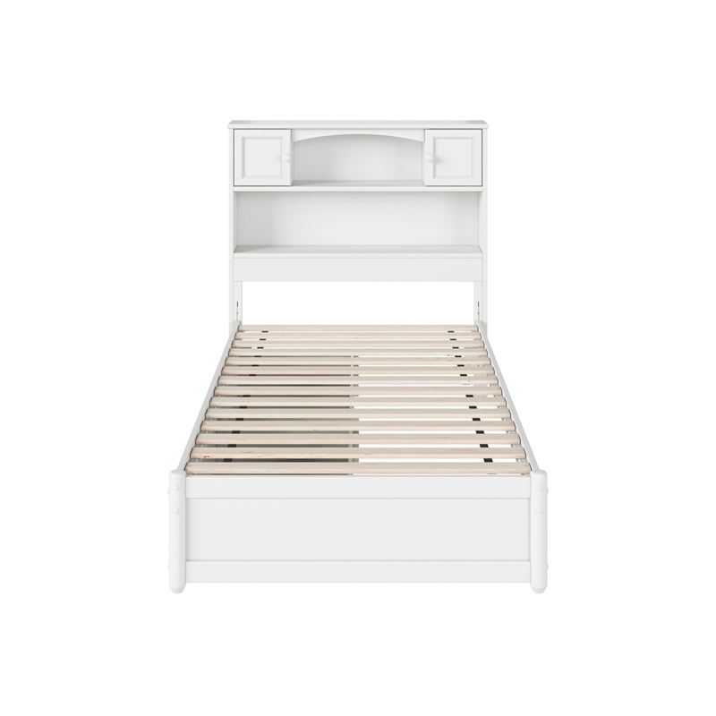 Denver Twin Wood Platform Bed with Storage Drawers in White