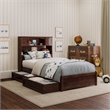 Denver Twin Wood Platform Bed with Storage Drawers in Walnut