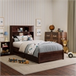 Denver Twin Wood Platform Bed with Storage Drawers in Walnut