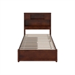 Denver Twin Wood Platform Bed with Storage Drawers in Walnut