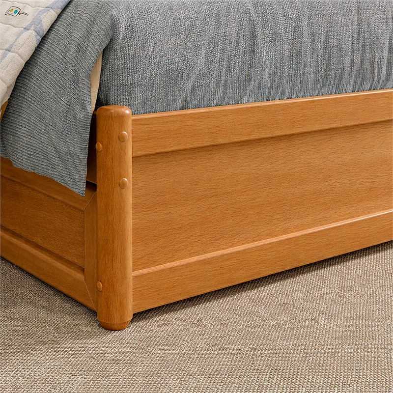 Denver Twin Wood Platform Bed with Storage Drawers in Light Toffee