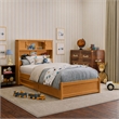 Denver Twin Wood Platform Bed with Storage Drawers in Light Toffee