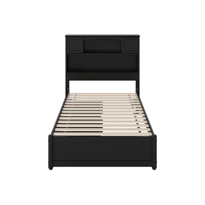 Denver Twin Wood Platform Bed with Storage Drawers in Black