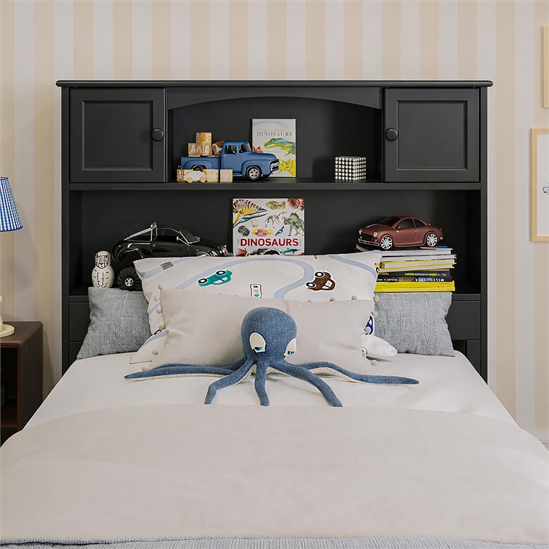 Denver Twin Wood Platform Bed with Storage Drawers in Black