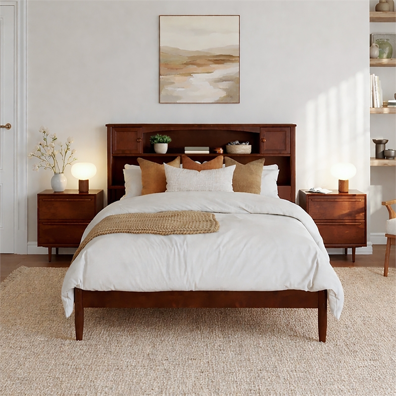 Denver Full Wood Platform Bed in Walnut