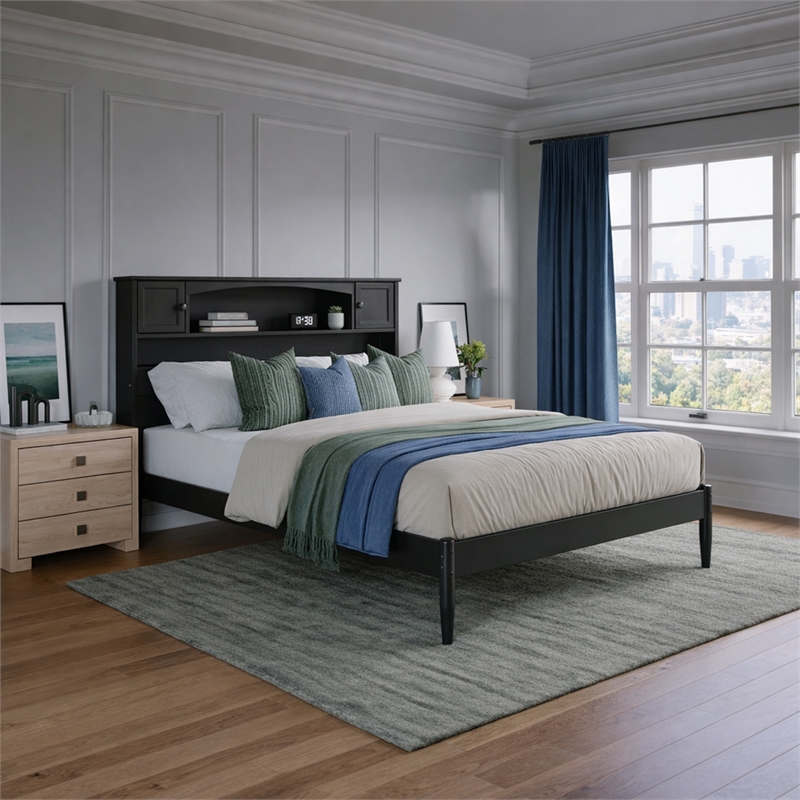 Denver Full Wood Platform Bed in Black