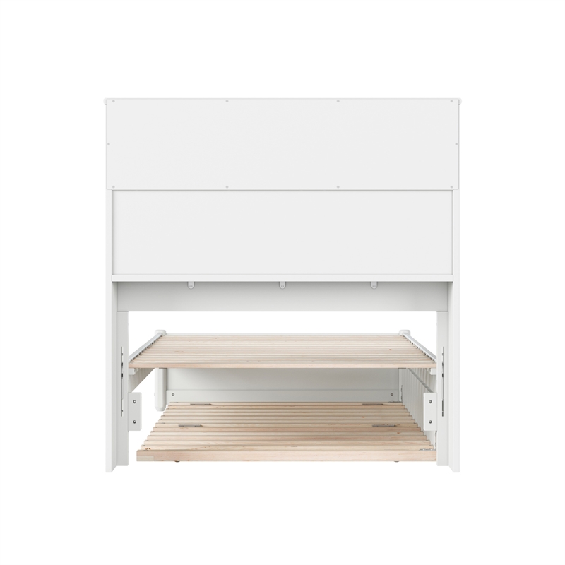 Denver Twin Wood Platform Bed with Twin Trundle in White