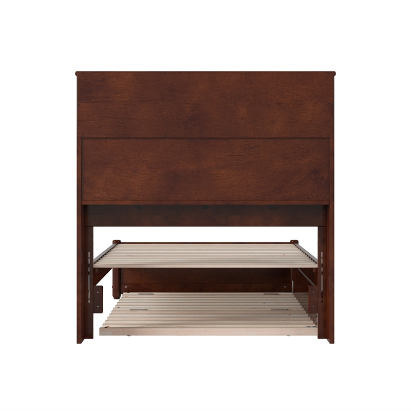 Denver Twin Wood Platform Bed with Twin Trundle in Walnut