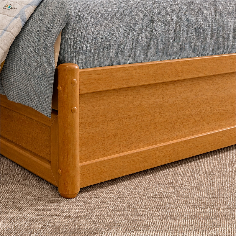 Denver Twin Wood Platform Bed with Twin Trundle in Light Toffee