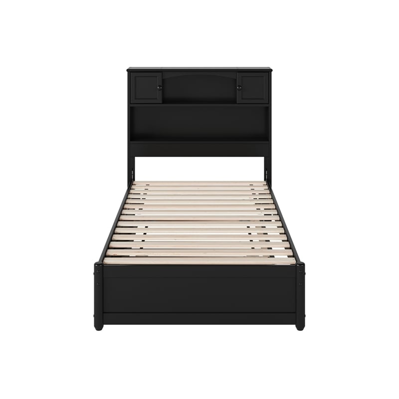 Denver Twin Wood Platform Bed with Twin Trundle in Black