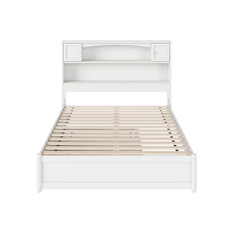 Denver Full Wood Platform Bed with Twin Trundle in White