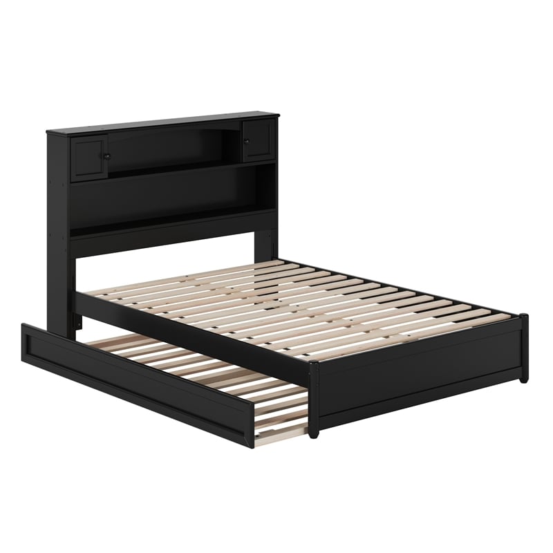 Denver Full Wood Platform Bed with Twin Trundle in Black