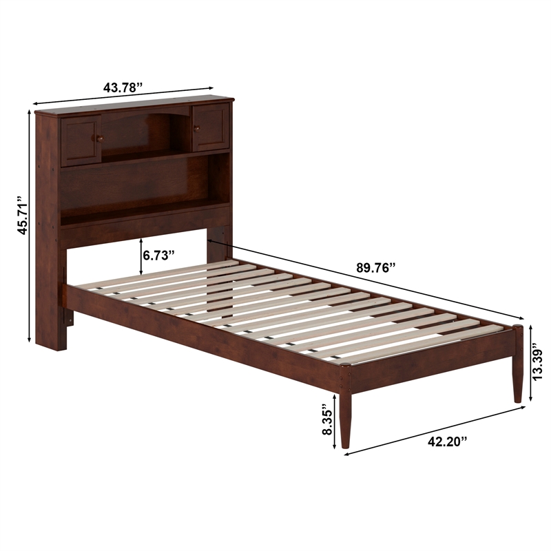 Denver Twin XL Wood Platform Bed in Walnut