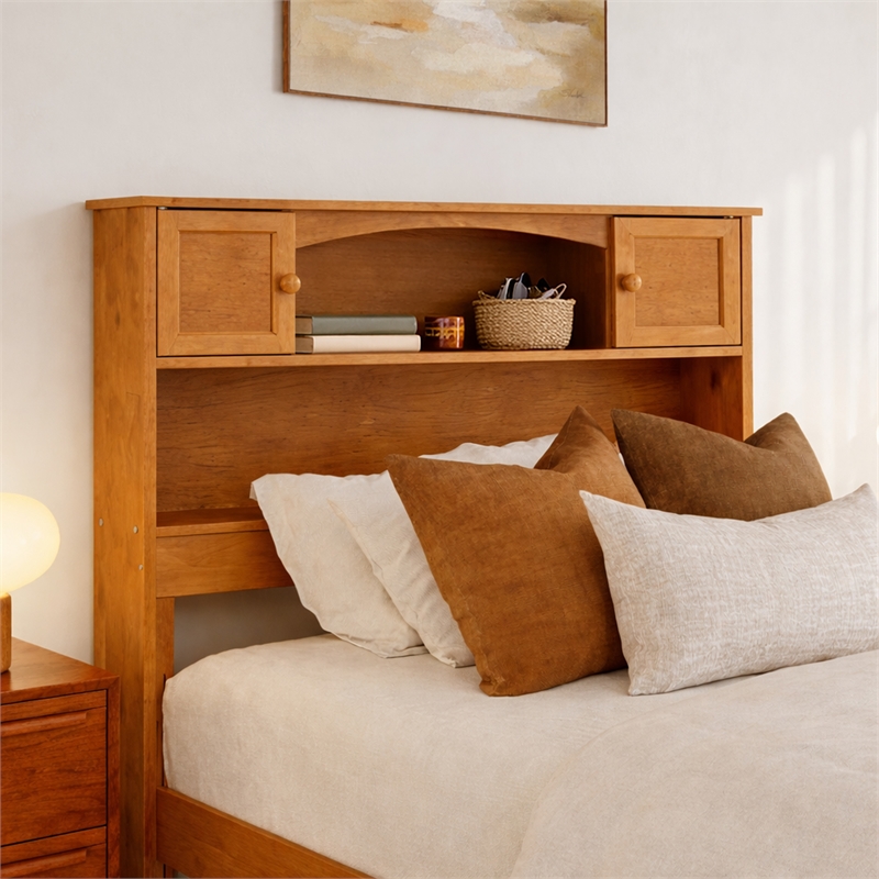 Denver Twin XL Wood Platform Bed in Light Toffee