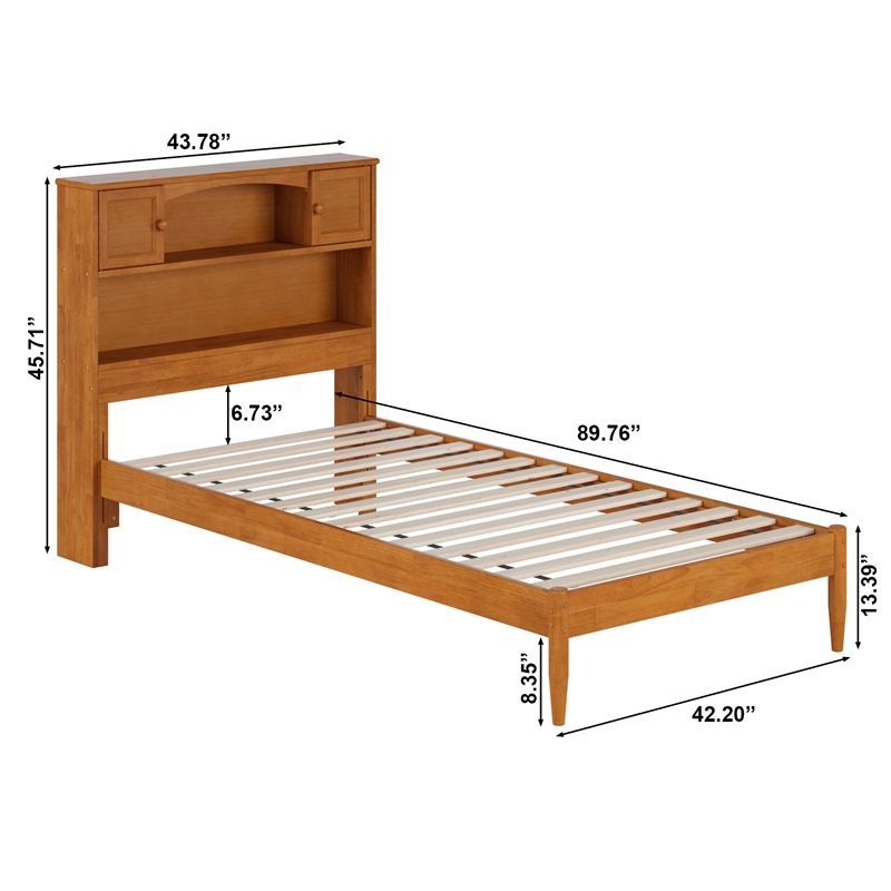 Denver Twin XL Wood Platform Bed in Light Toffee