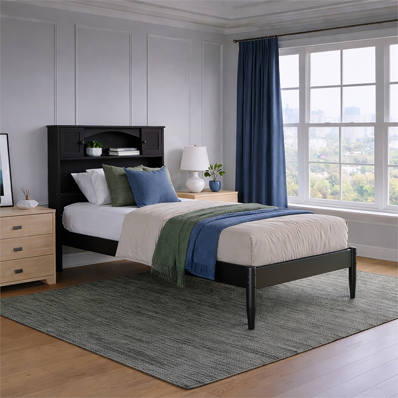 Denver Twin XL Wood Platform Bed in Black