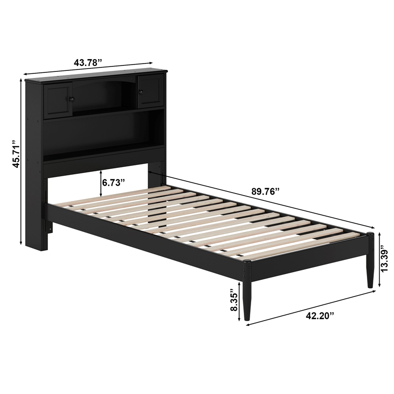 Denver Twin XL Wood Platform Bed in Black