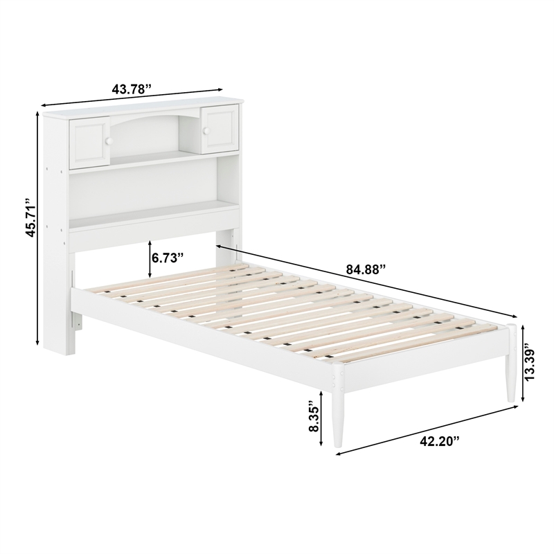 Denver Twin Wood Platform Bed in White