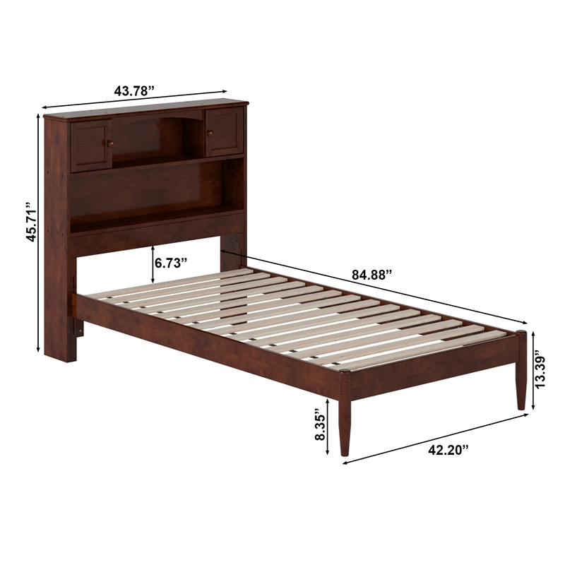 Denver Twin Wood Platform Bed in Walnut