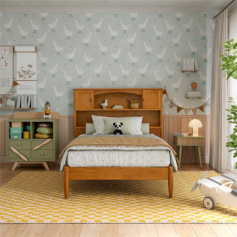 Denver Twin Wood Platform Bed in Light Toffee