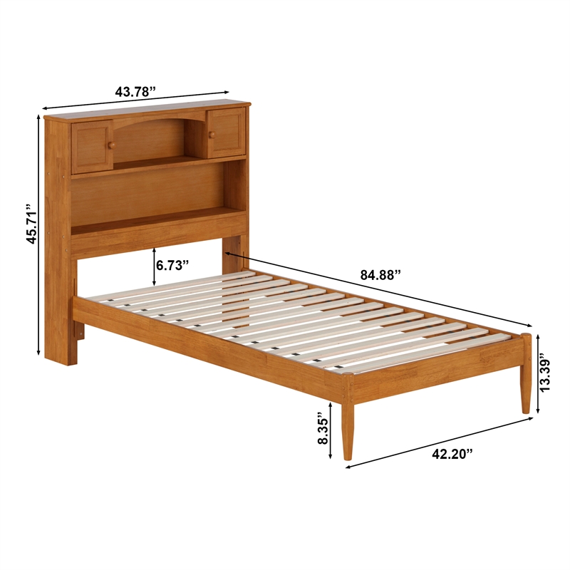 Denver Twin Wood Platform Bed in Light Toffee
