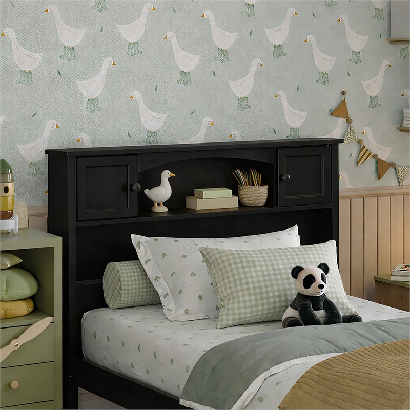 Denver Twin Wood Platform Bed in Black