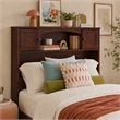 Denver Twin Wood Storage Bookcase Headboard in Walnut