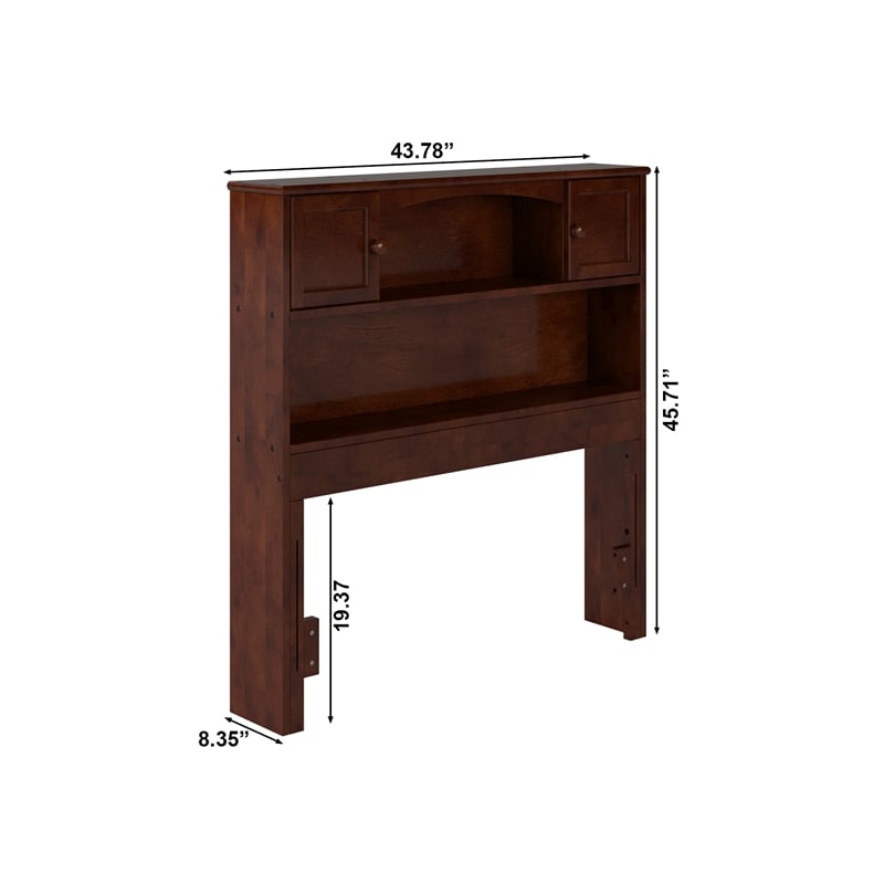 Denver Twin Wood Storage Bookcase Headboard in Walnut