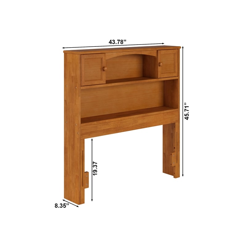 Denver Twin Wood Storage Bookcase Headboard in Light Toffee