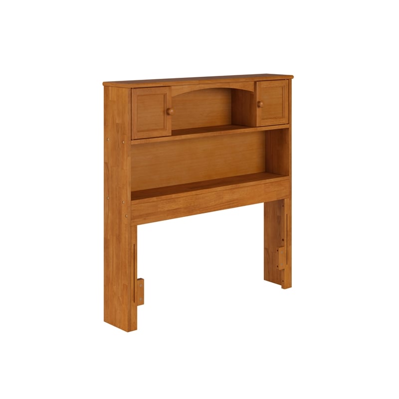 Denver Twin Wood Storage Bookcase Headboard in Light Toffee