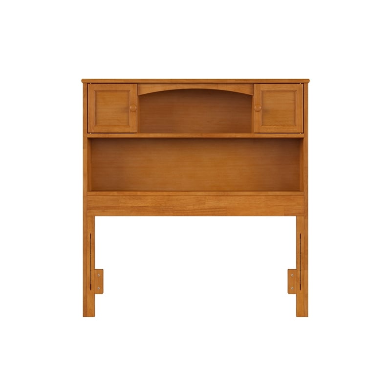 Denver Twin Wood Storage Bookcase Headboard in Light Toffee