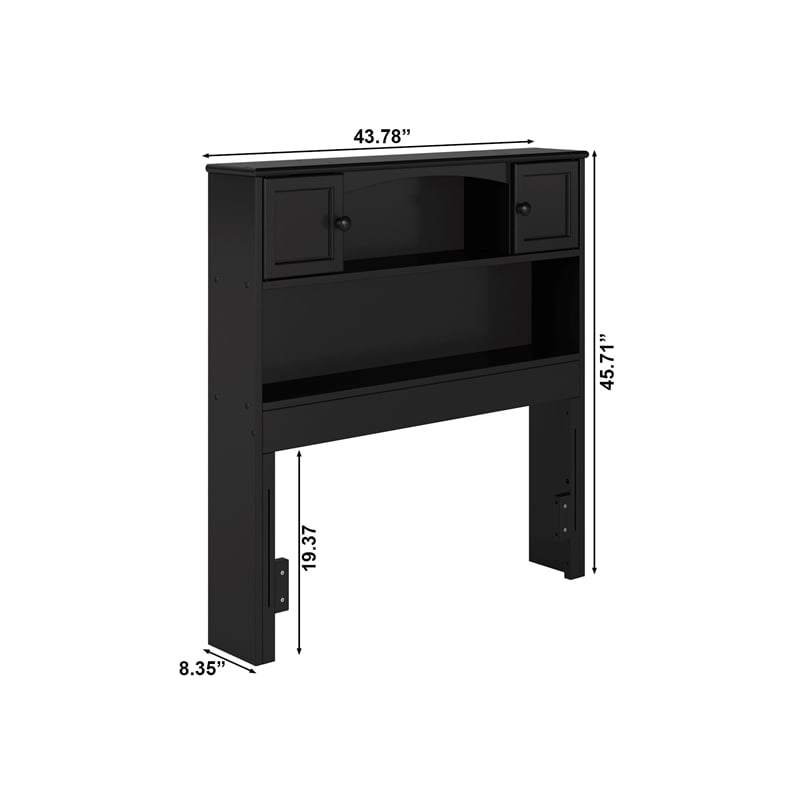 Denver Twin Wood Storage Bookcase Headboard in Black