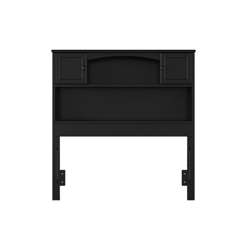 Denver Twin Wood Storage Bookcase Headboard in Black