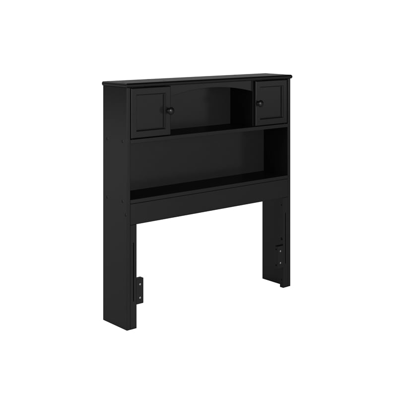 Denver Twin Wood Storage Bookcase Headboard in Black